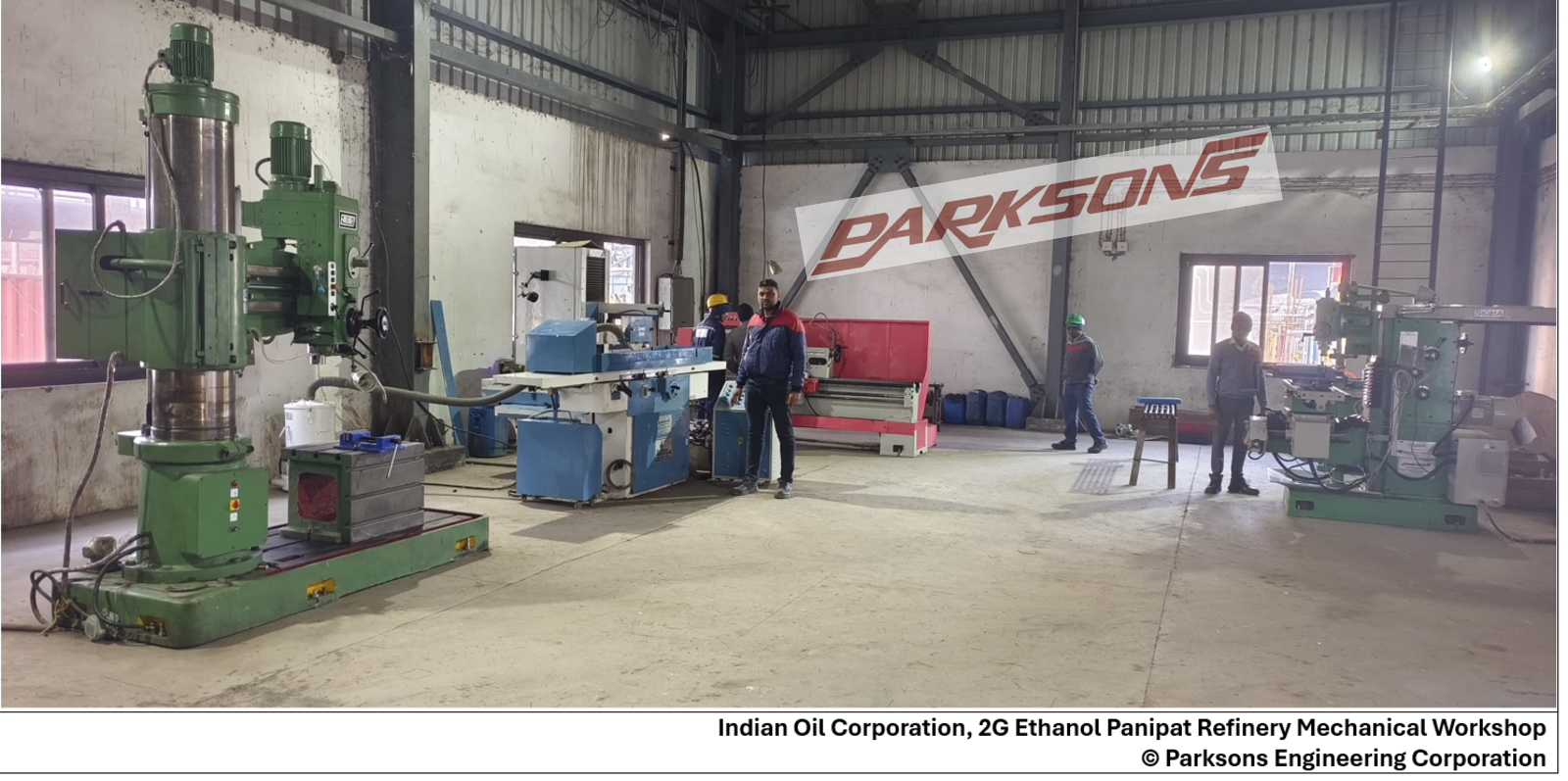 Compact and specialized mechanical workshop configured for process-plant maintenance at IOCL 2G Ethanol refinery