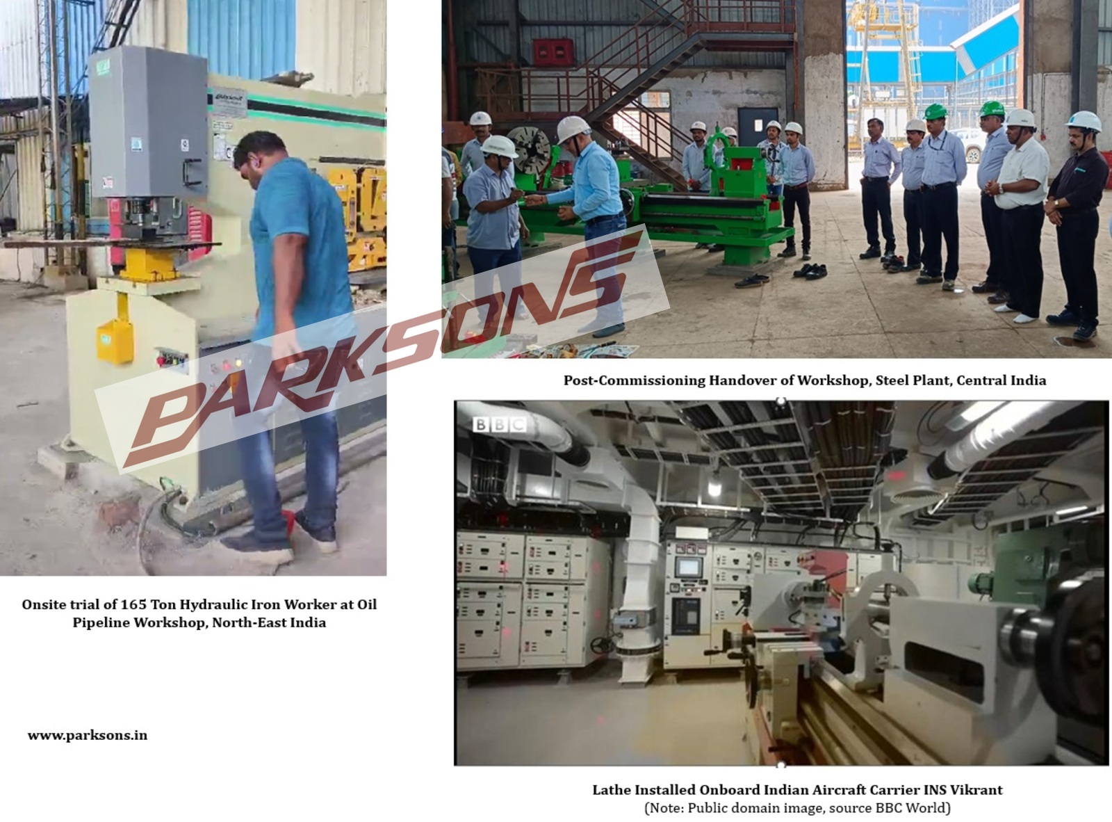 Inspection and commissioning support for mechanical workshop machines prior to handover