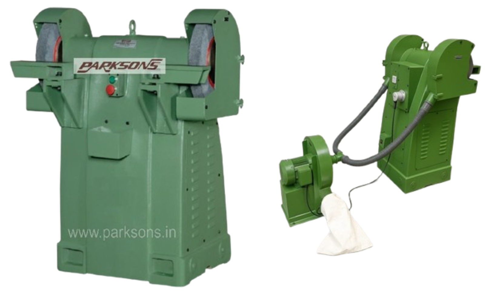 Robust industrial pedestal grinder for rough grinding, de-burring, fettling in maintenance and foundries
